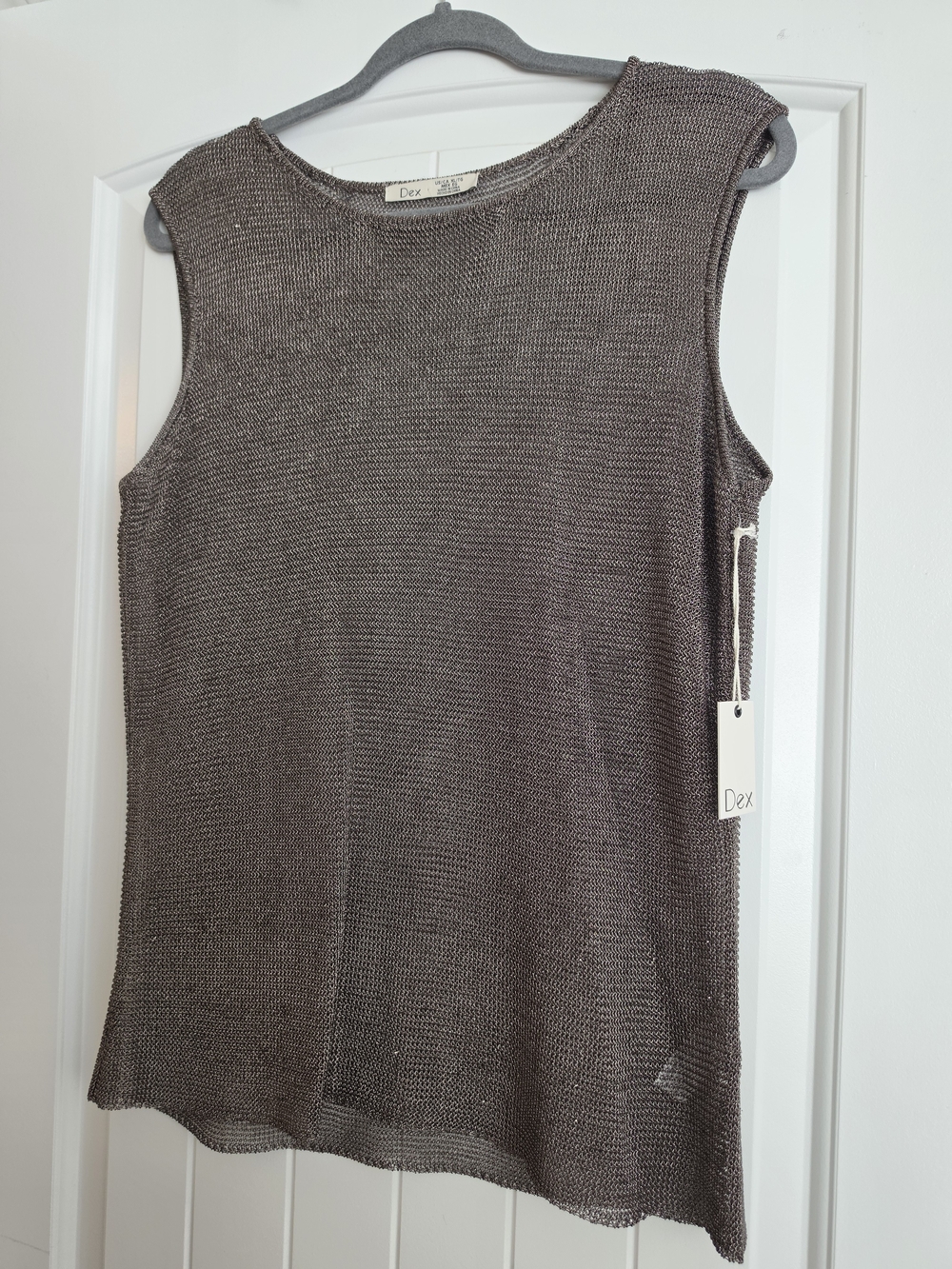 Dex Metallic Knit Sleeveless Tank in Charcoal